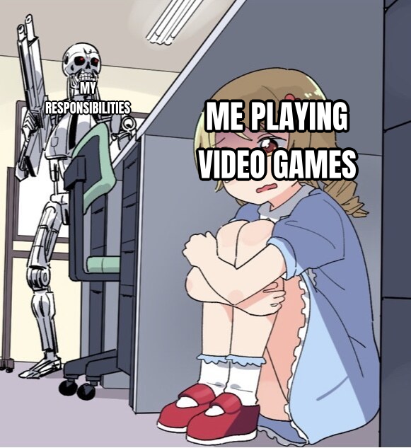 Anime Girl Hiding from Terminator preview