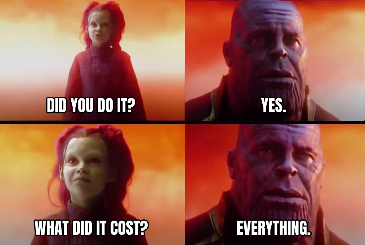 Did you do it? Yes. What did it cost? Everything. preview