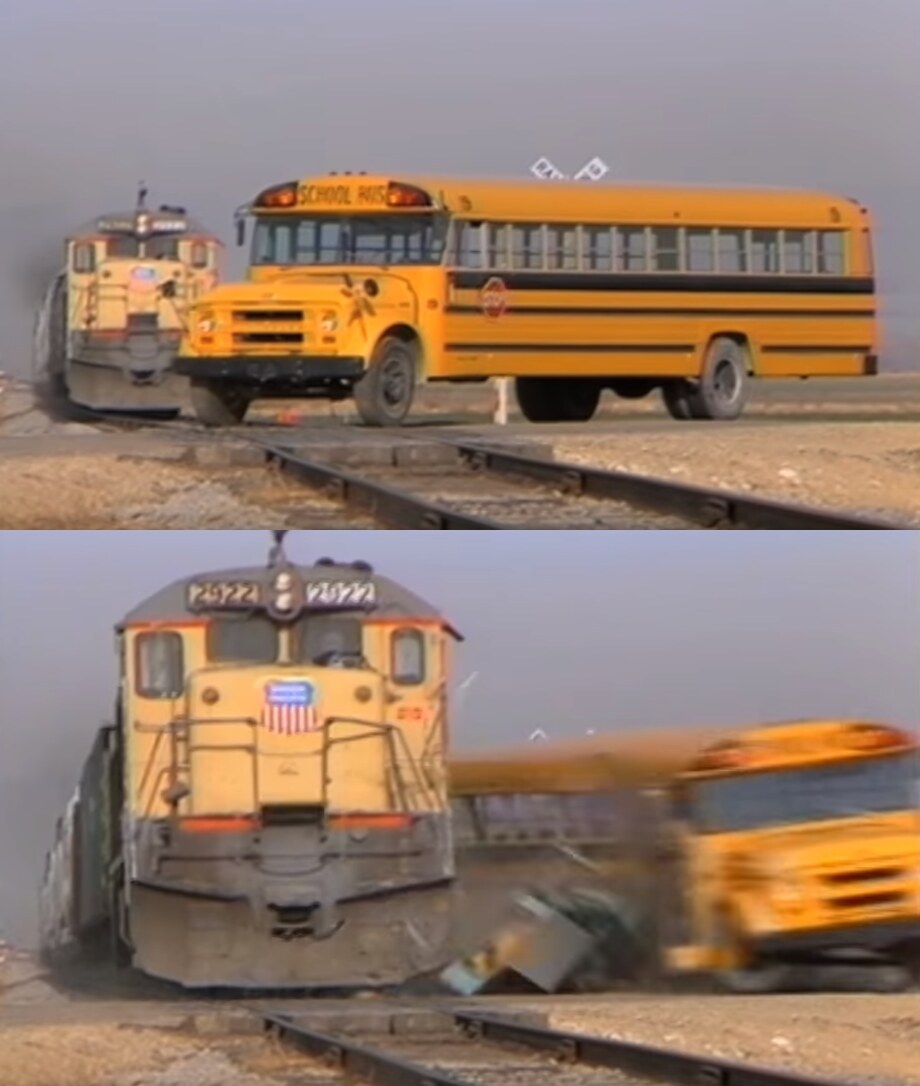 Train Hitting School Bus