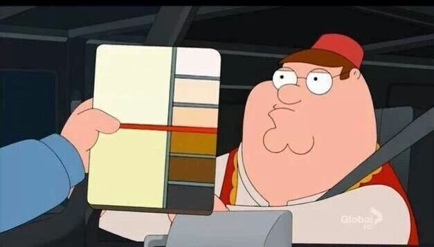 Peter Griffin skin color chart