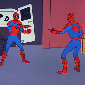 Spider-Man Pointing at Spider-Man