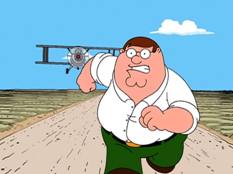 Peter Griffin Running From Plane