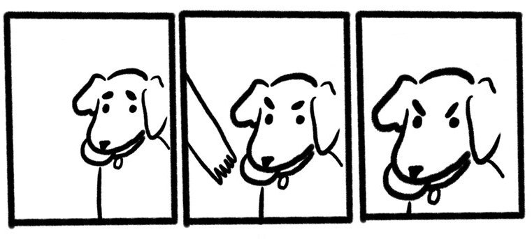 Dog getting petted comic